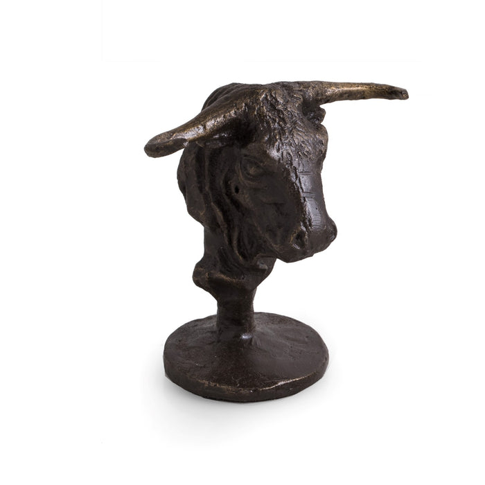 Occasion Gallery Bronze Color Bronzed Finished Bull Bust Pen Holder. 4 L x 4 W x 2.25 H in.