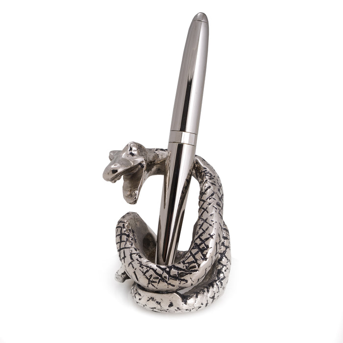 Occasion Gallery Silver Color Antique Silver Plated Snake Pen Holder. 2.5 L x 2.5 W x 3 H in.