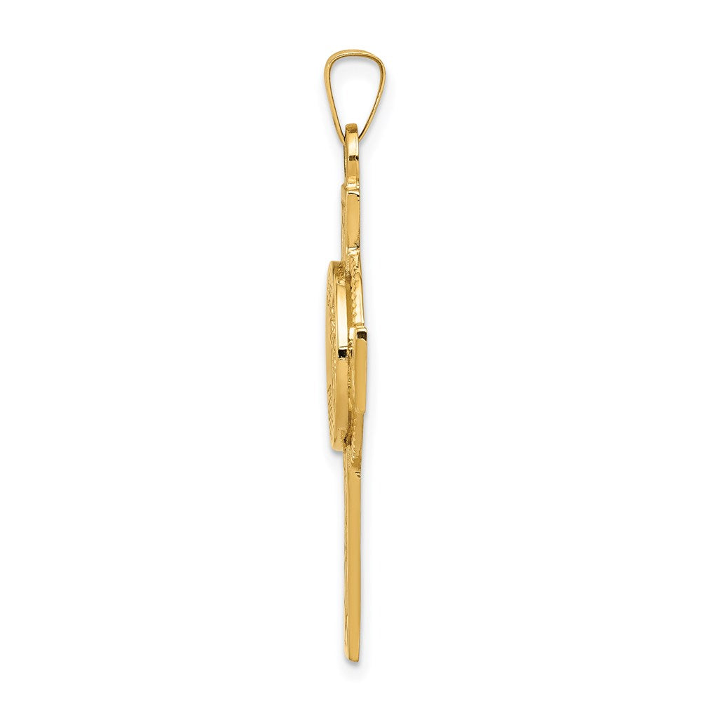 Million Charms 14K Yellow Gold Themed Relgious Cross With Religious Saint Christopher Medal Pendant