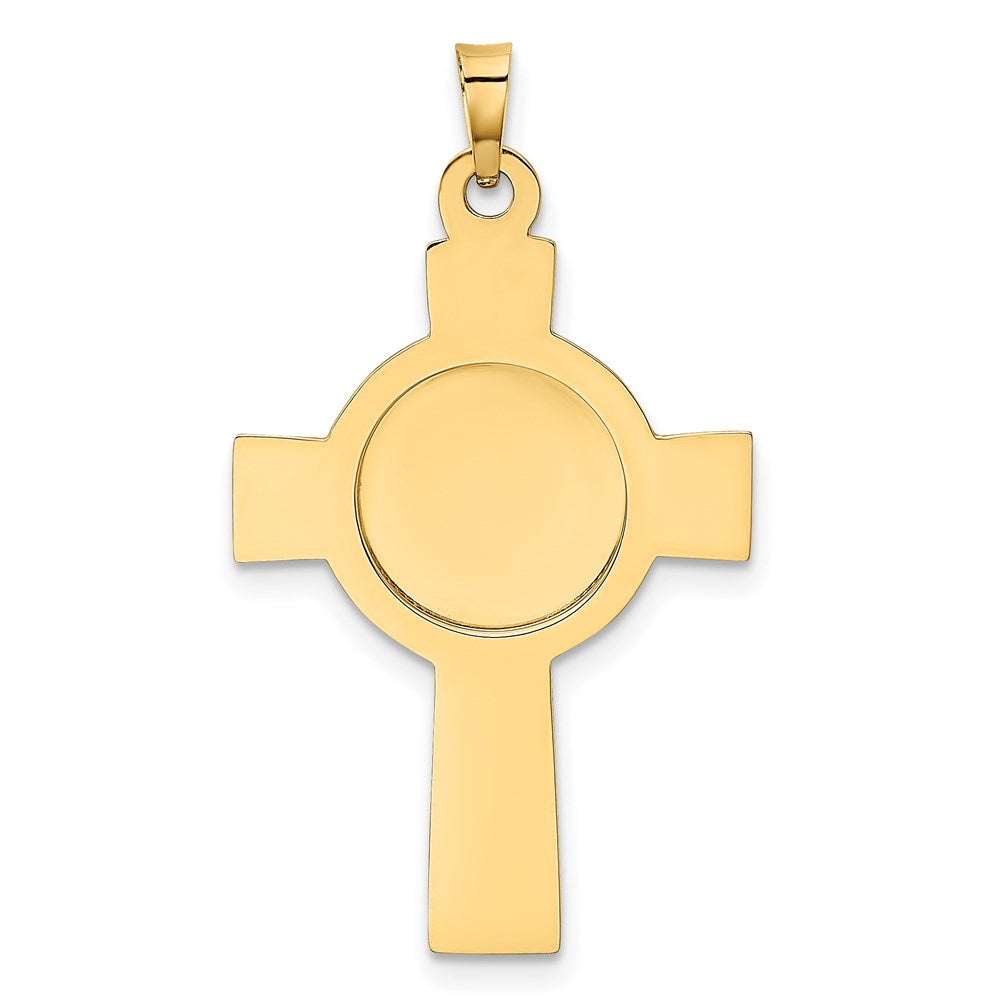 Million Charms 14K Yellow Gold Themed Relgious Cross With Religious Saint Christopher Medal Pendant