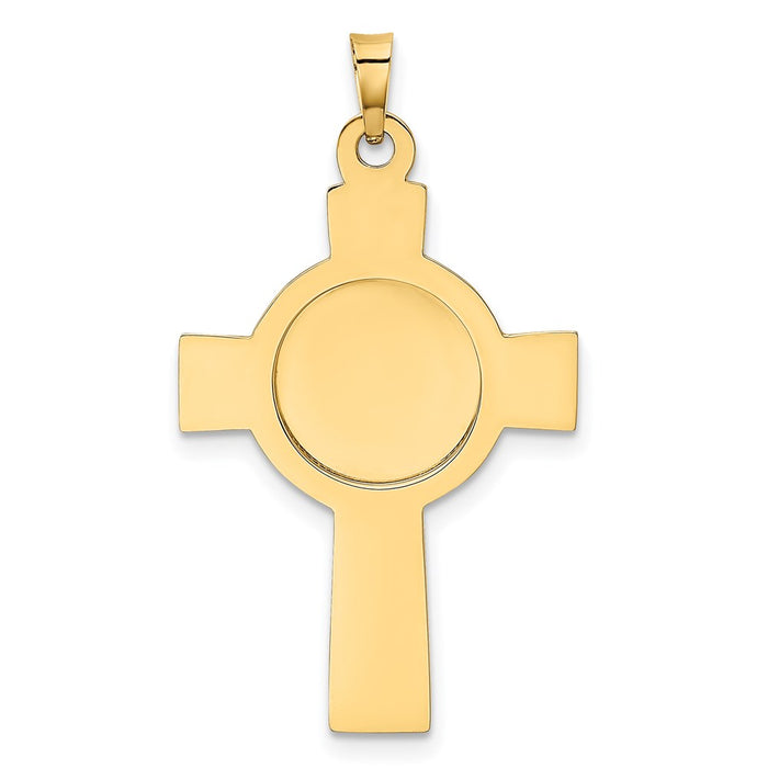 Million Charms 14K Yellow Gold Themed Relgious Cross With Religious Saint Christopher Medal Pendant