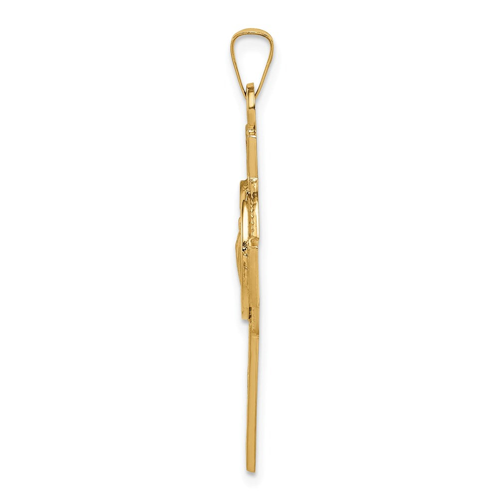Million Charms 14K Yellow Gold Themed Relgious Cross With Religious Saint Jude Medal Pendant