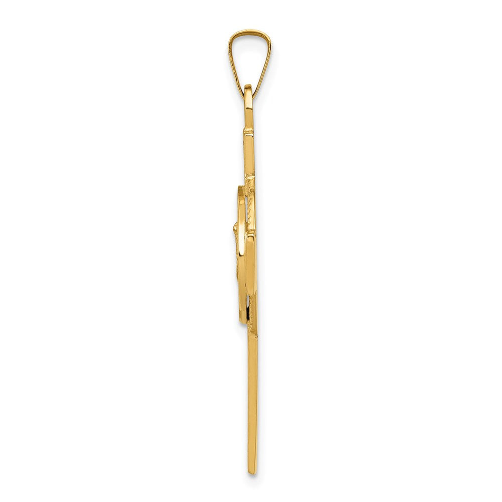 Million Charms 14K Yellow Gold Themed Relgious Cross With Religious Saint Michael Medal Pendant