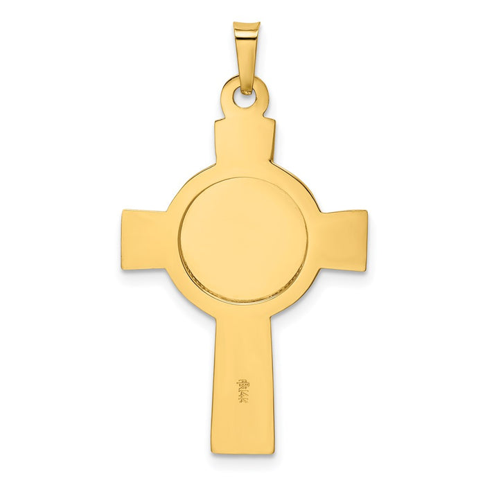 Million Charms 14K Yellow Gold Themed Relgious Cross With Navy Insignia Pendant