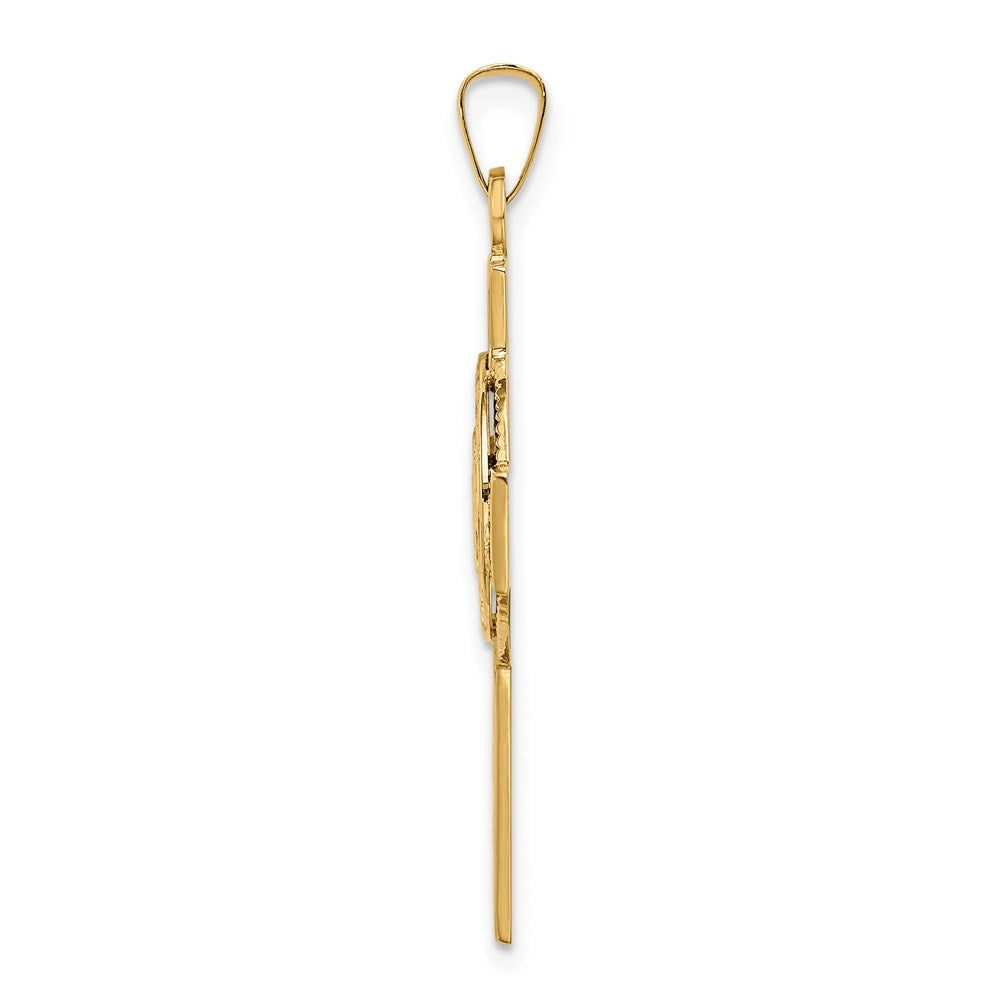 Million Charms 14K Yellow Gold Themed Relgious Cross With Coast Guard Insignia Pendant