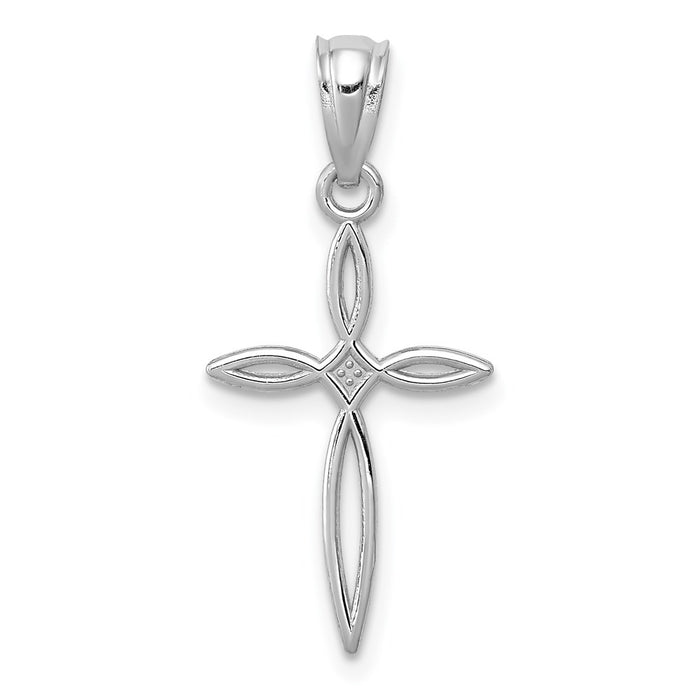 Million Charms 14K White Gold Themed Passion Relgious Cross Charm