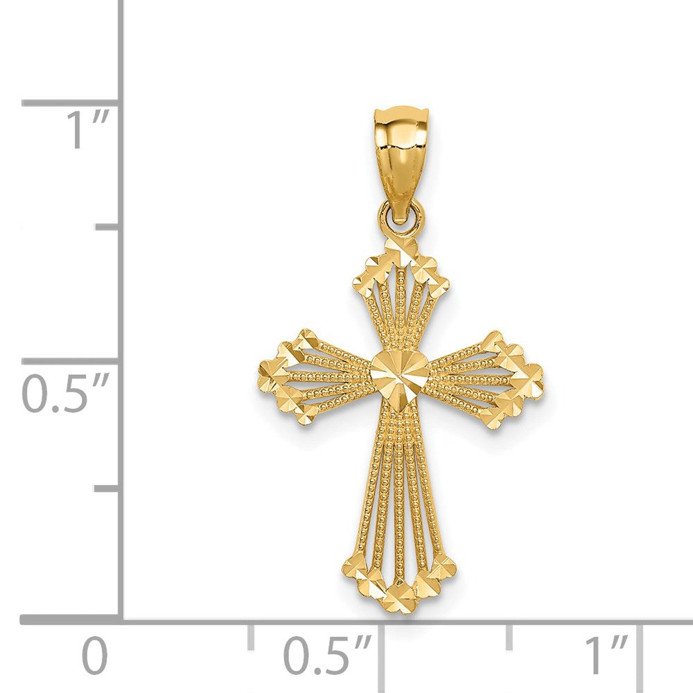 Million Charms 14K Yellow Gold Themed Passion Relgious Cross Pendant