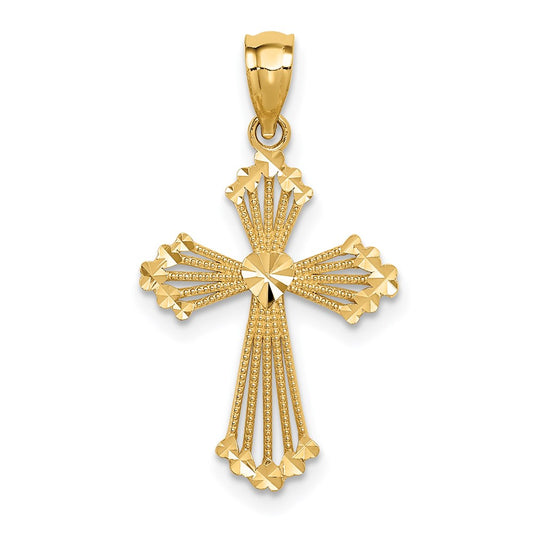 Million Charms 14K Yellow Gold Themed Passion Relgious Cross Pendant