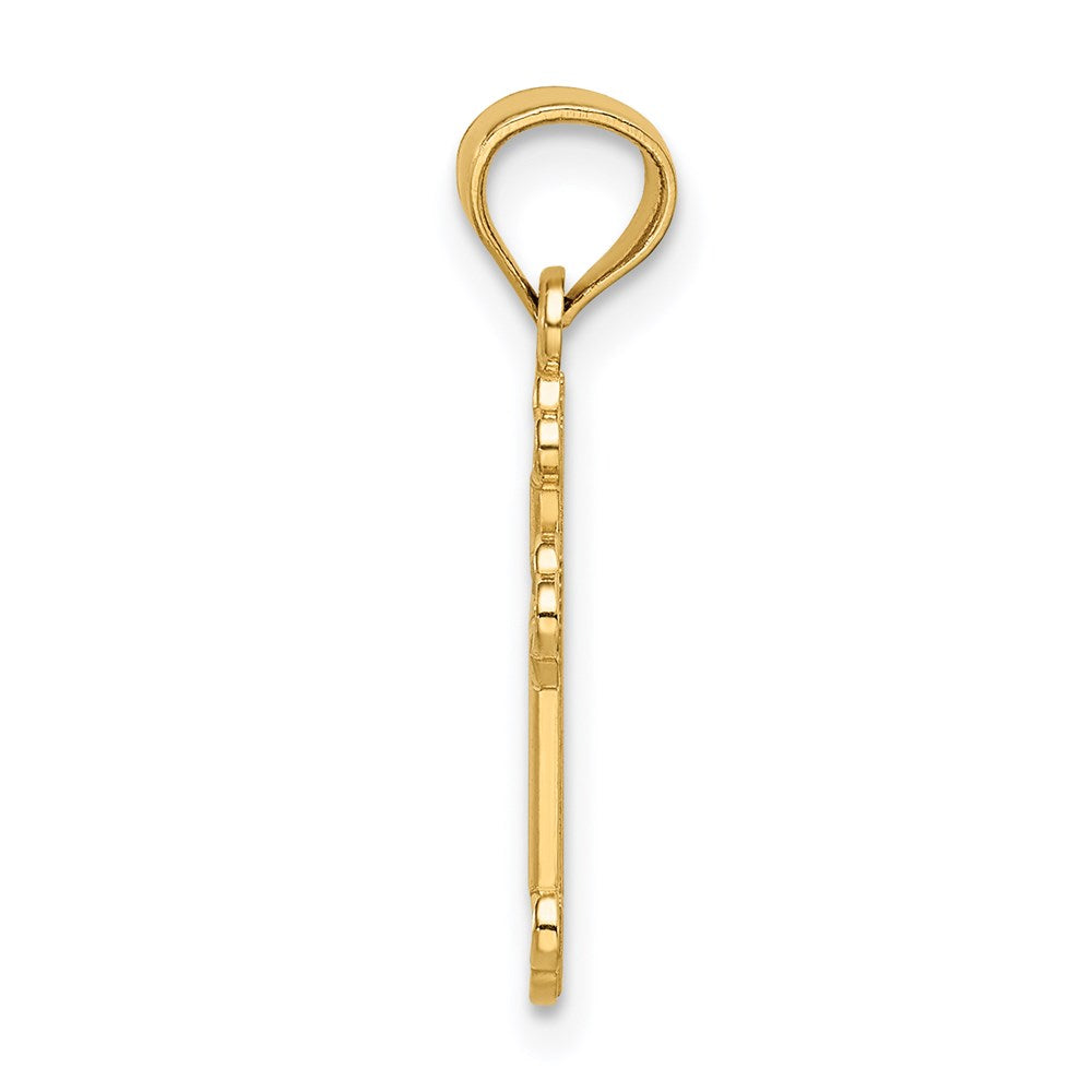 Million Charms 14K Yellow Gold Themed Small Budded Relgious Cross Charm
