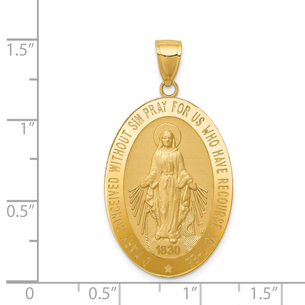 Million Charms 14K Yellow Gold Themed Religious Miraculous Medal Pendant