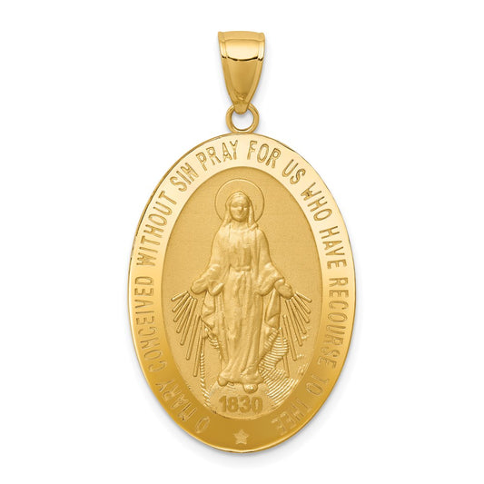 Million Charms 14K Yellow Gold Themed Religious Miraculous Medal Pendant