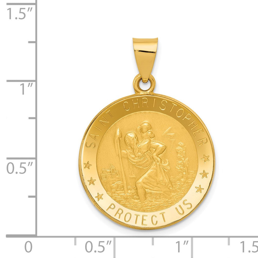 Million Charms 14K Yellow Gold Themed Religious Saint Christopher Medal Pendant