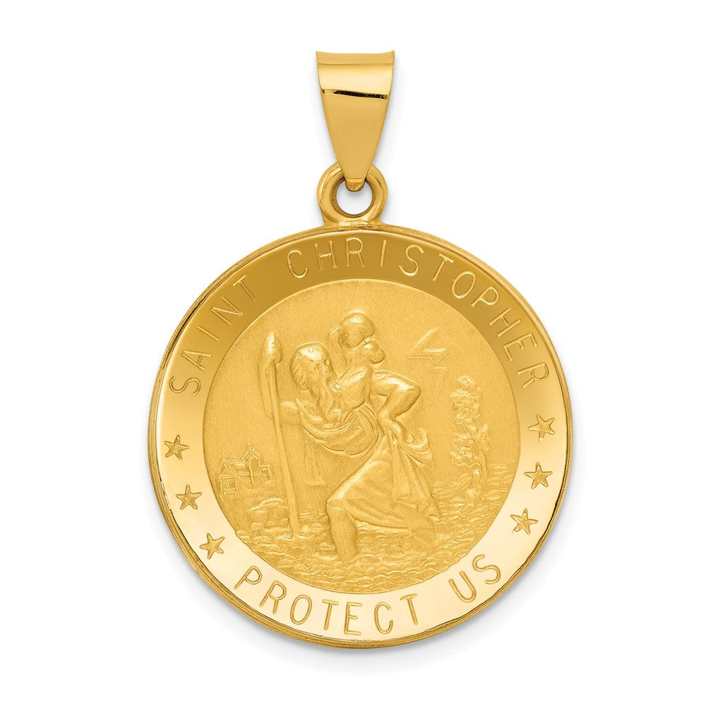 Million Charms 14K Yellow Gold Themed Religious Saint Christopher Medal Pendant