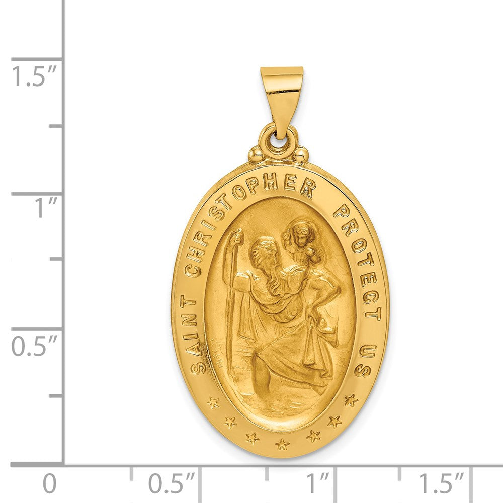 Million Charms 14K Yellow Gold Themed Religious Saint Christopher Medal Pendant
