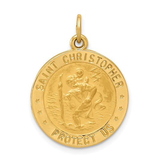 Million Charms 14K Yellow Gold Themed Us Army Religious Saint Christopher Medal Pendant