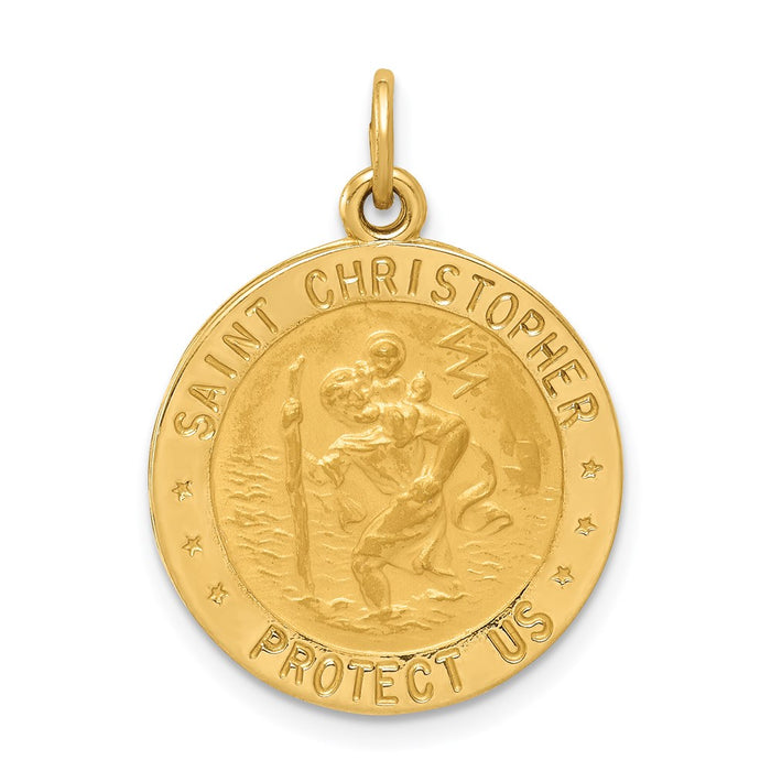 Million Charms 14K Yellow Gold Themed Us Army Religious Saint Christopher Medal Pendant