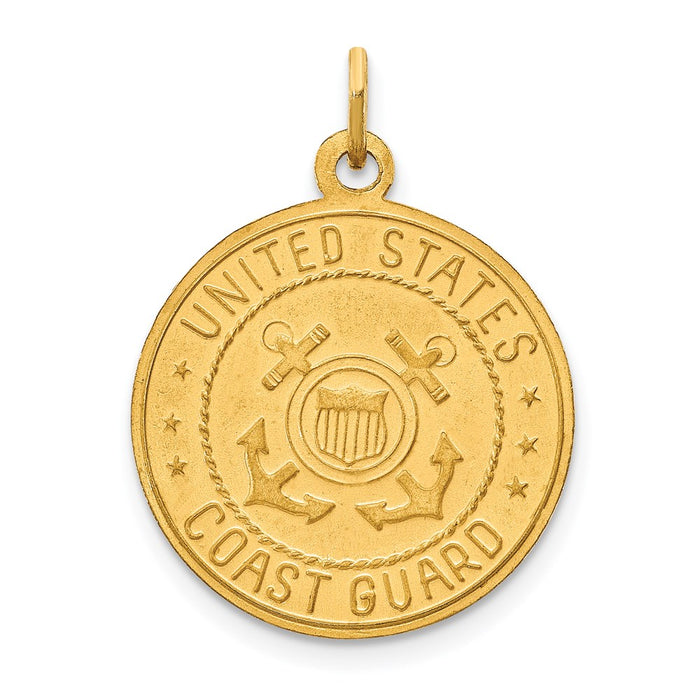 Million Charms 14K Yellow Gold Themed Us Coast Guard Religious Saint Christopher Medal Pendant