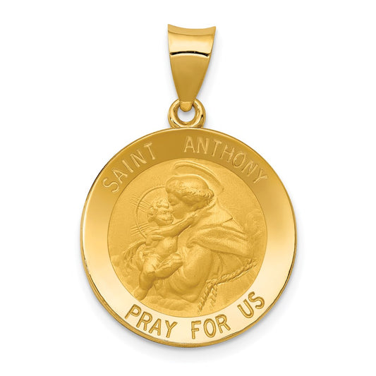 Million Charms 14K Yellow Gold Themed Religious Saint Anthony Medal Pendant