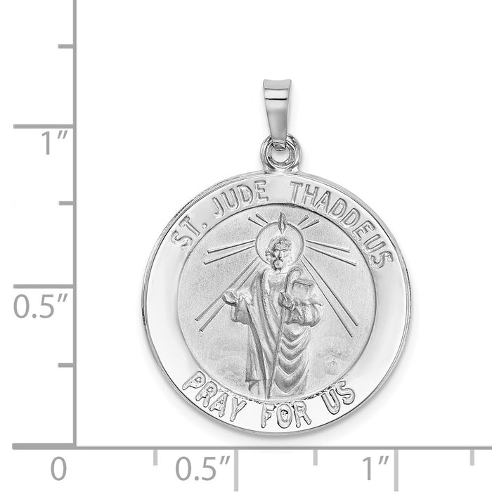 Million Charms 14K White Gold Themed Religious Saint Jude Medal Pendant