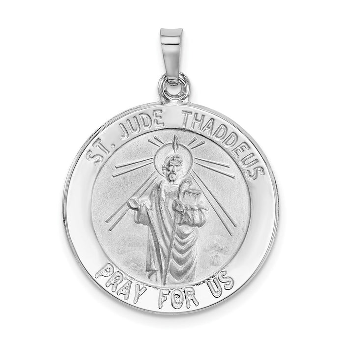 Million Charms 14K White Gold Themed Religious Saint Jude Medal Pendant