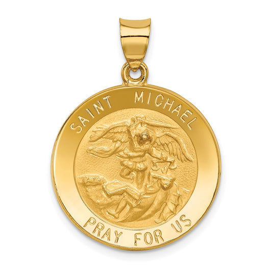 Million Charms 14K Yellow Gold Themed Religious Saint Michael Medal Pendant