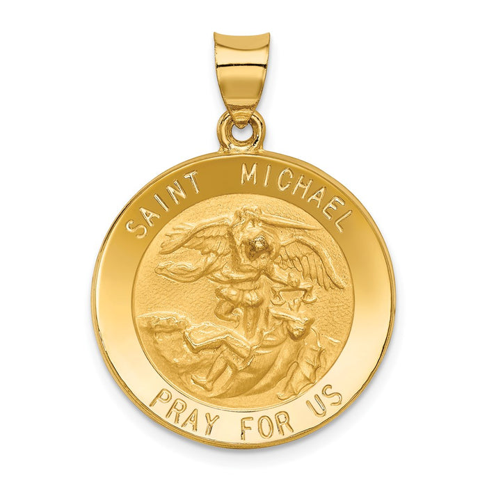 Million Charms 14K Yellow Gold Themed Religious Saint Michael Medal Pendant