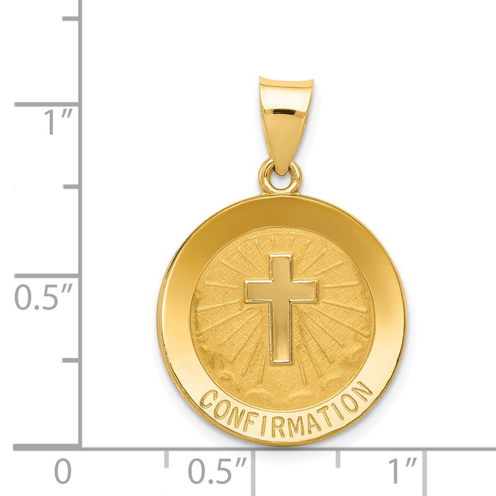 Million Charms 14K Yellow Gold Themed Confirmation Medal Round Pendant
