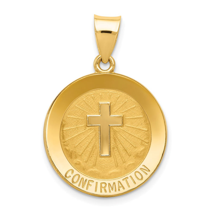 Million Charms 14K Yellow Gold Themed Confirmation Medal Round Pendant
