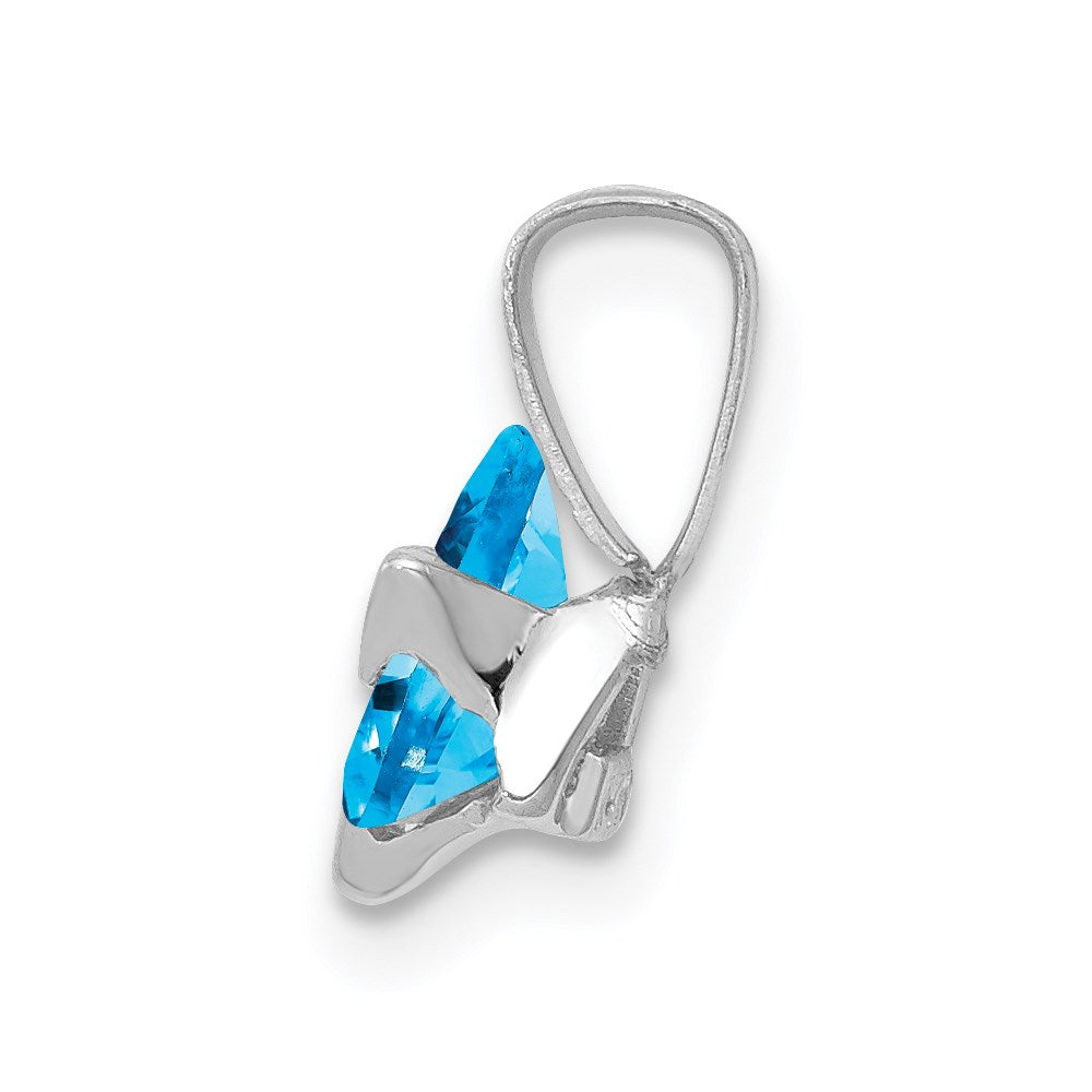 Million Charms 14K White Gold Themed Blue Topaz Religious Jewish Star Of David Pendant