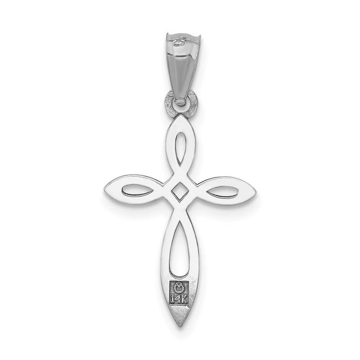 Million Charms 14K White Gold Themed Relgious Cross Pendant