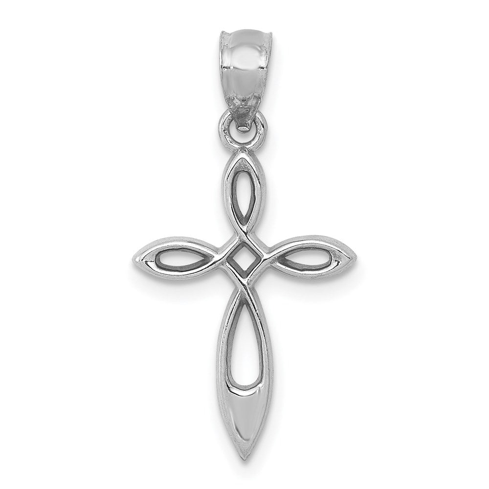 Million Charms 14K White Gold Themed Relgious Cross Pendant