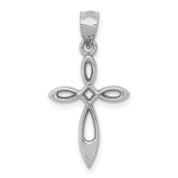 Million Charms 14K White Gold Themed Relgious Cross Pendant