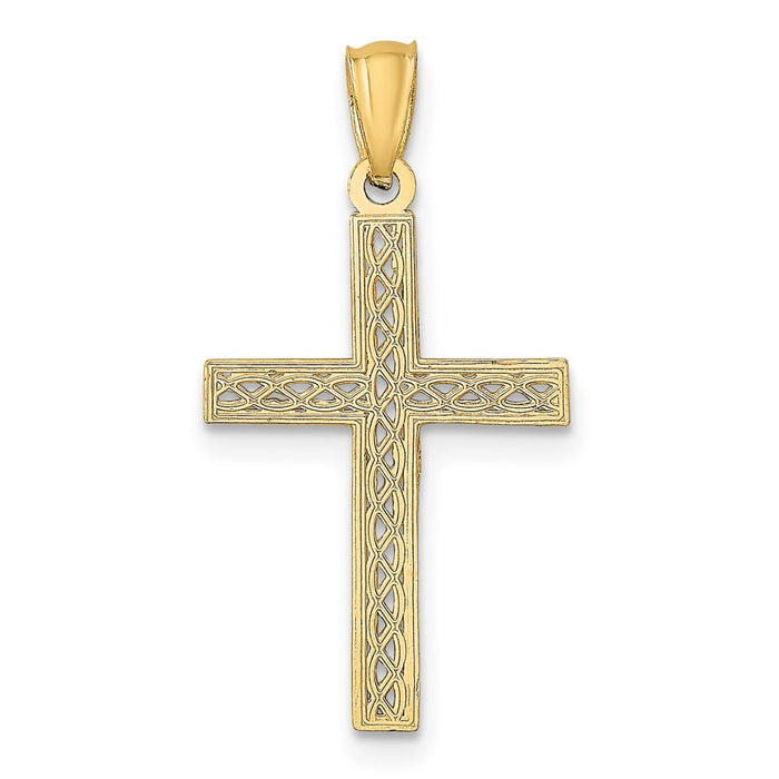 Million Charms 14K Yellow Gold Themed Filigree Relgious Cross Pendant