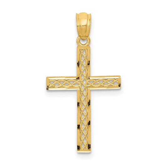 Million Charms 14K Yellow Gold Themed Filigree Relgious Cross Pendant