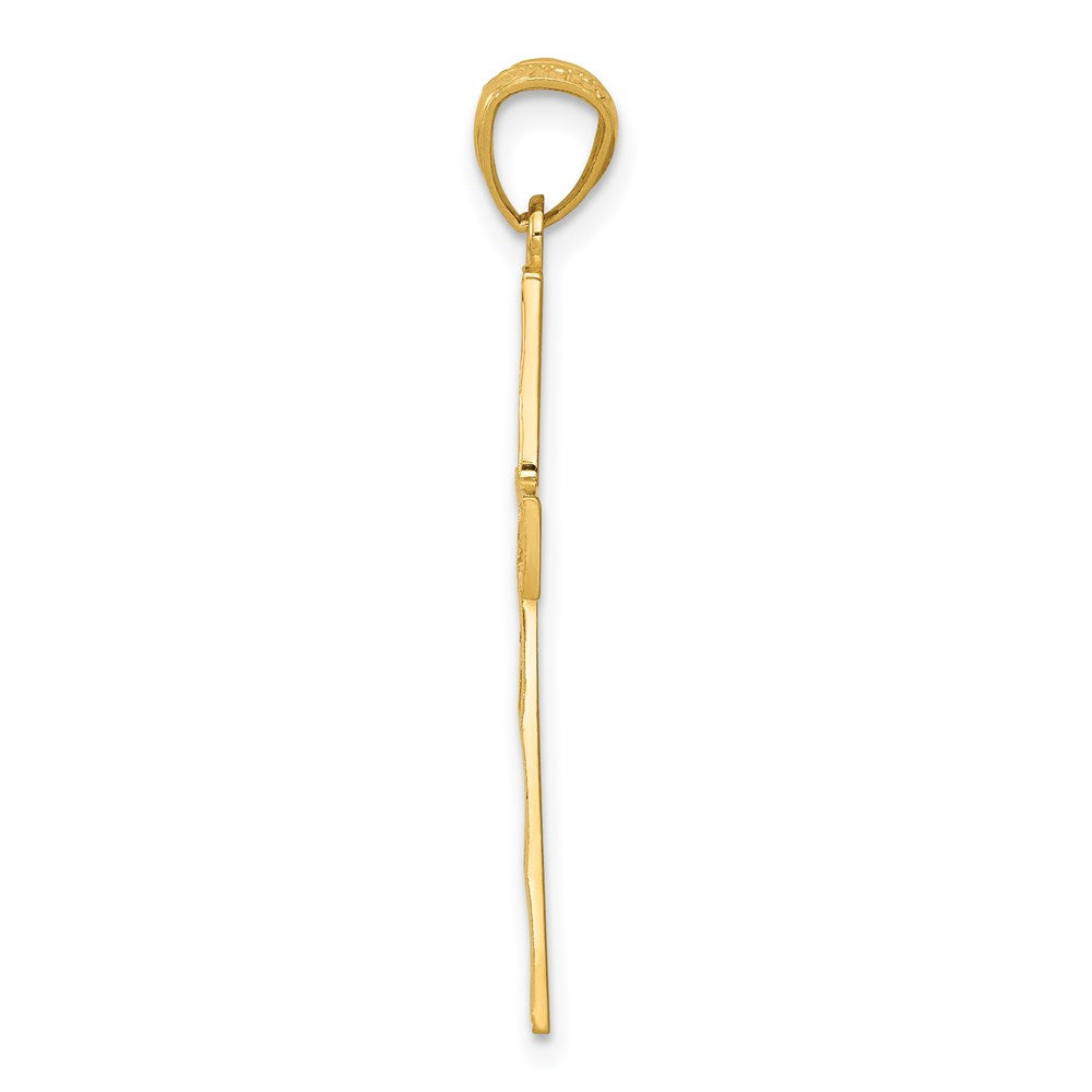 Million Charms 14K Yellow Gold Themed Diamond-Cut Filigree Relgious Cross Pendant