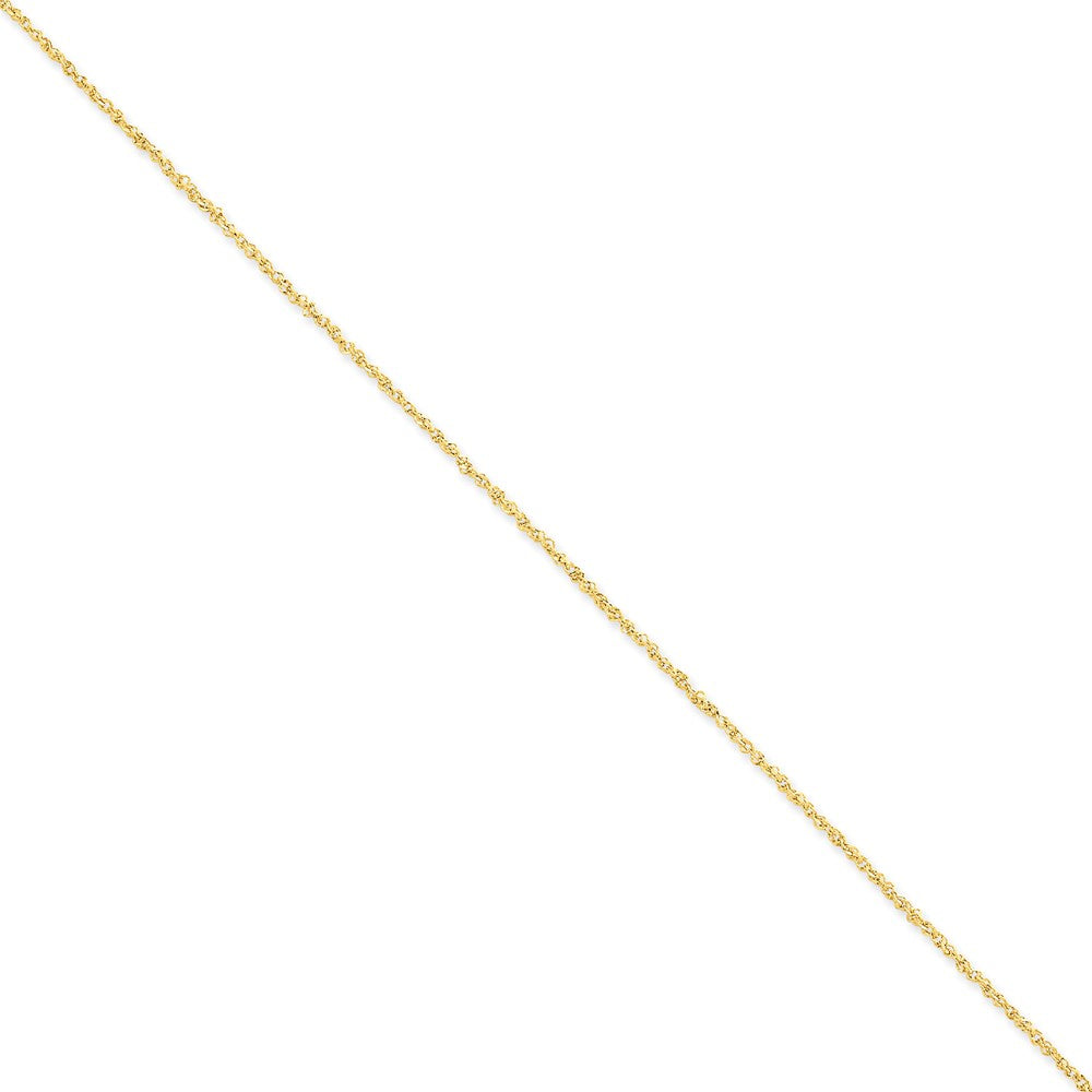 Million Charms 14k Yellow Gold 1.7mm Ropa Anklet, Chain Length: 9 inches