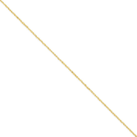Million Charms 14k Yellow Gold 1.7mm Ropa Anklet, Chain Length: 9 inches