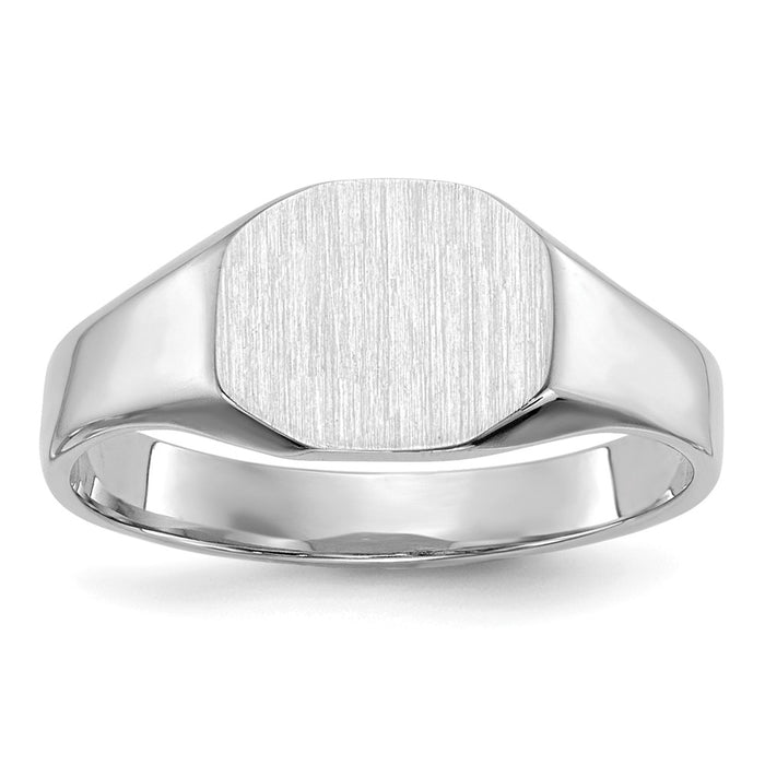 10k White Gold Signet Ring Solid Back, Size: 3