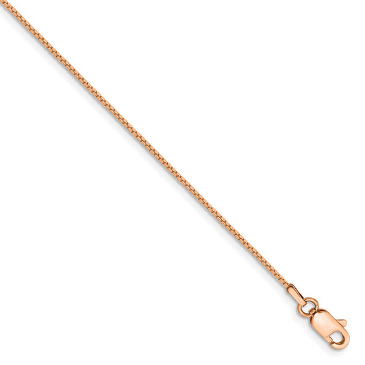 Million Charms 14k Rose Gold .9mm Box Link Chain, Chain Length: 7 inches