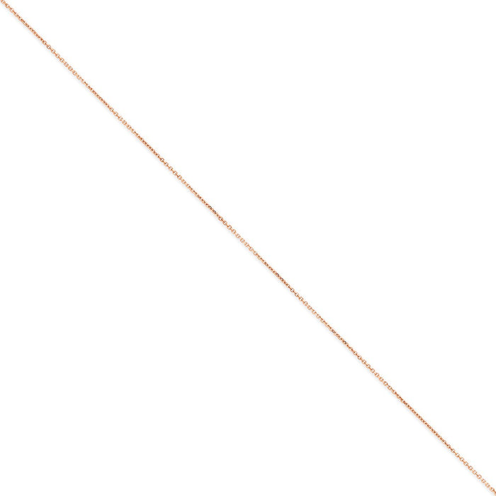 Million Charms 14k Rose Gold 1.0mm Diamond-Cut Cable Chain, Chain Length: 10 inches
