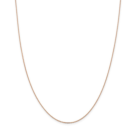 Million Charms 14k Rose Gold 1.0mm Diamond-Cut Cable Chain, Chain Length: 10 inches