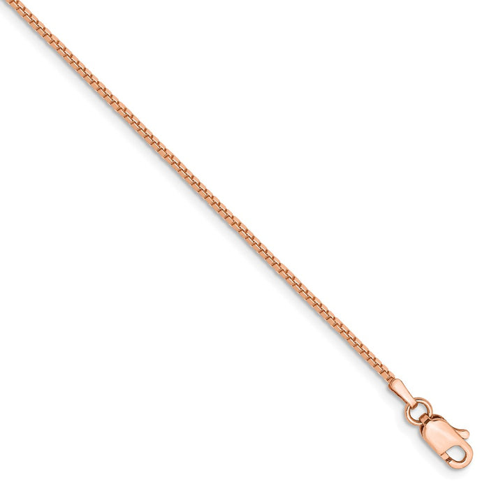 Million Charms 14k Rose 1mm Gold Box Link Chain, Chain Length: 8 inches