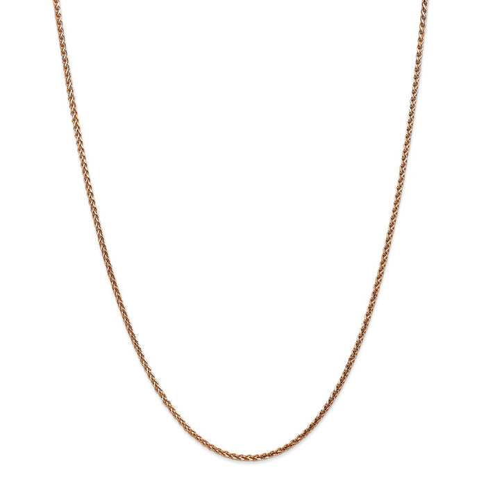 Million Charms 14k Rose Gold, Necklace Chain, 1.8mm Solid Diamond-Cut Spiga Chain, Chain Length: 30 inches