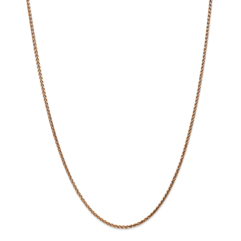 Million Charms 14k Rose Gold, Necklace Chain, 1.8mm Solid Diamond-Cut Spiga Chain, Chain Length: 22 inches