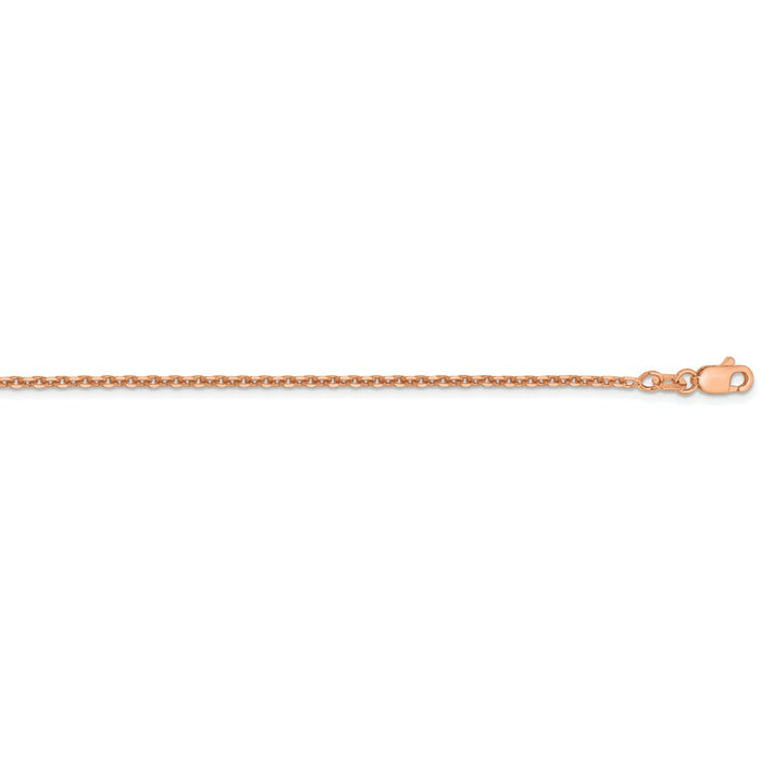Million Charms 14k Rose Gold, Necklace Chain, 1.65mm Solid Diamond-Cut Cable Chain, Chain Length: 24 inches
