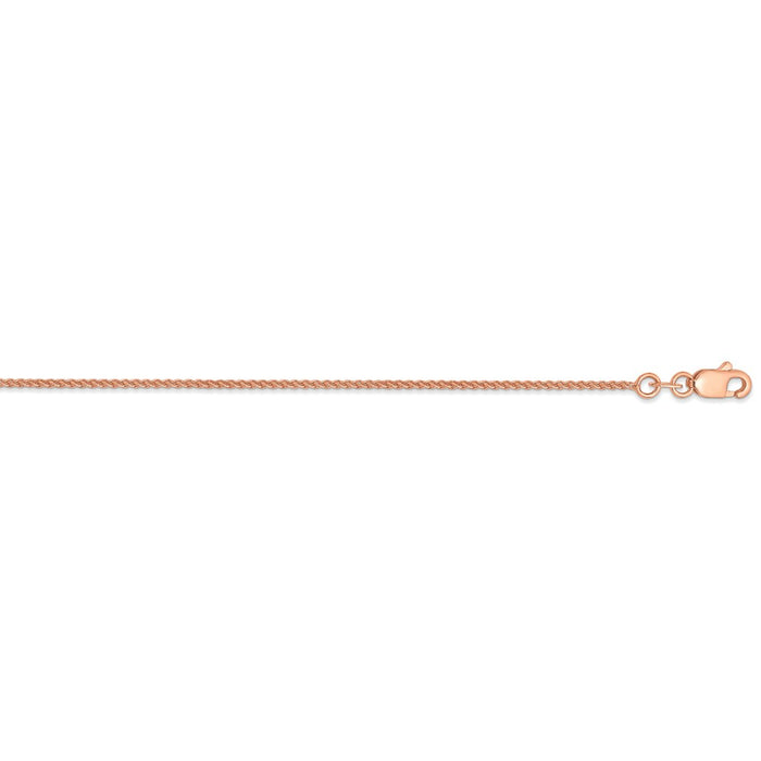 Million Charms 14k Rose Gold 1mm Solid Polished Spiga Chain, Chain Length: 10 inches