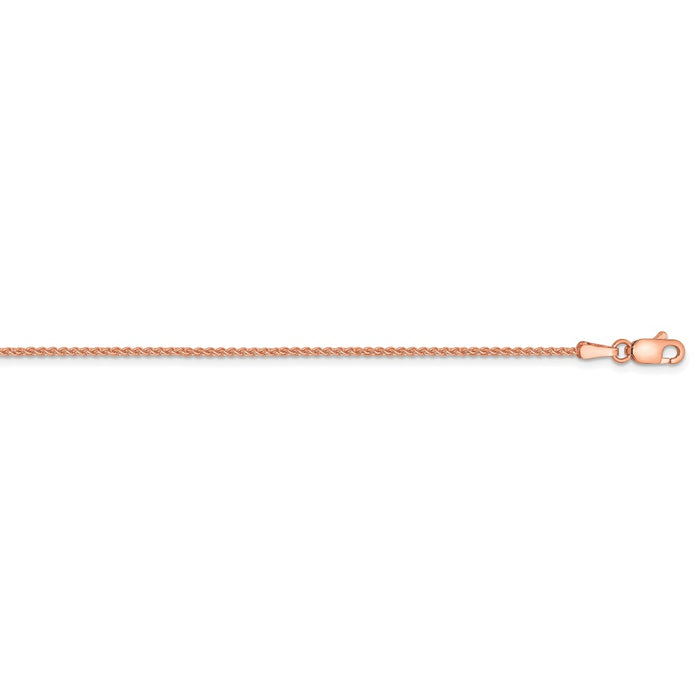 Million Charms 14k Rose Gold, Necklace Chain, 1.25mm Solid Polished Spiga Chain, Chain Length: 24 inches