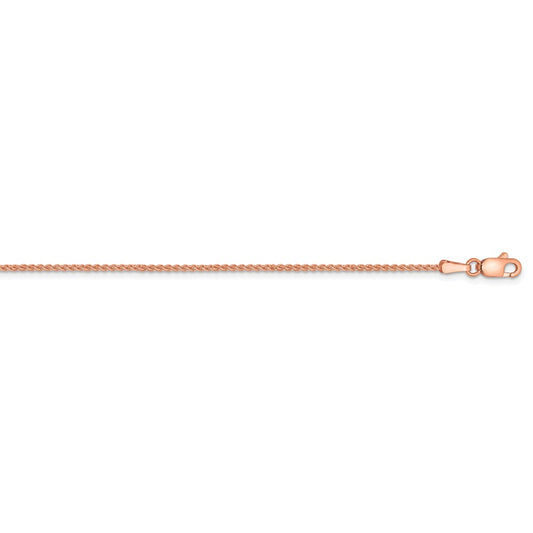 Million Charms 14k Rose Gold, Necklace Chain, 1.25mm Solid Polished Spiga Chain, Chain Length: 30 inches
