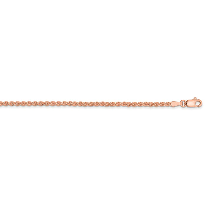 Million Charms 14k Rose Gold, Necklace Chain, 2.00mm Solid Polished Spiga Chain, Chain Length: 18 inches