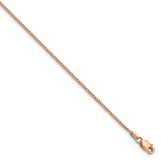 Million Charms 14k Rose Gold .95mm Box Chain, Chain Length: 8 inches
